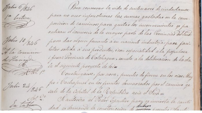 Solicitud para la construcción de puentes 1846